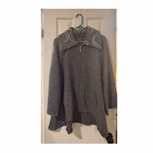 For Cynthia Gray Jacket with Multicolor Swirl Design